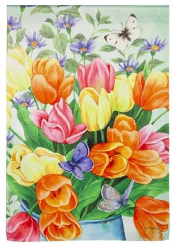 Tulips Galore House Suede Flag
