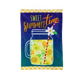 Summer - Sweet Summertime Mason Jar Garden Burlap Flag