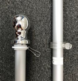1" Spinning Pole - 6' Silver, Silver Ball