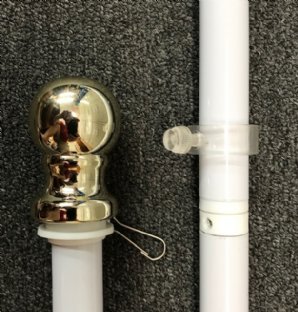 1" Spinning Pole - 5' White, Gold Ball