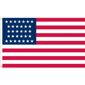 U.S. 32 Star (1858-1859), 3’x5’ U.S. Flag, Nylon, Heading & Grommets