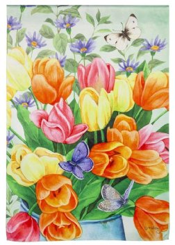 Spring - Tulips Galore House Suede Flag