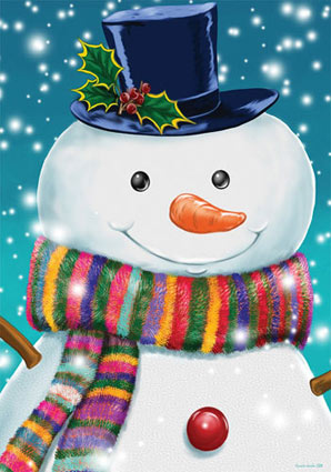 Winter - Rainbow Scarf Snowman - Printed