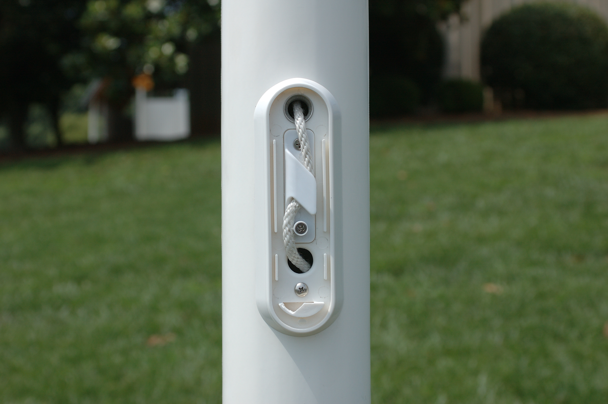 20' White Fiberglass Flagpole with Hinge Base Mount-Internal Halyard - Small Door