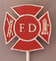 Memorial Marker Metal - Fire Department-Red