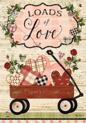 Loads of Love Wagon Garden Flag