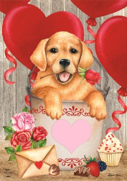 Valentine's Puppy Garden Flag