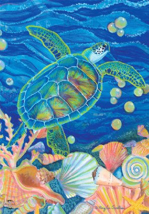 Swimming Sea Turtle Garden Flag