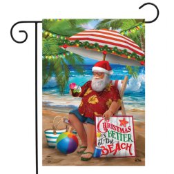 Christmas - Beach Time Santa Garden Flag