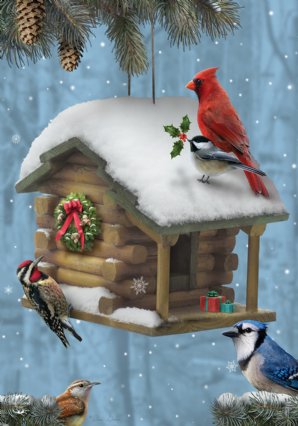 Festive Feathered Friends House Flag