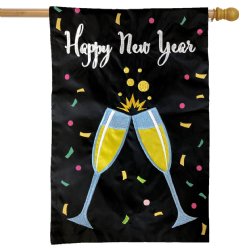 Happy New Year Applique House Flag