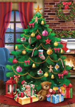 Christmas - Decorated Christmas Tree House Flag