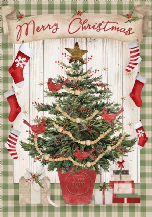 Potted Christmas Tree House Flag