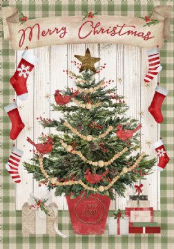 Christmas - Potted Christmas Tree House Flag