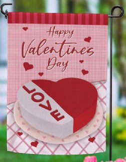 Valentine's -  Cake Full of Love Suede Garden Flag