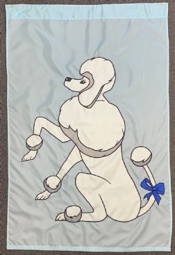 Dog Banners – Poodle – Wearing a Blue Ribbon