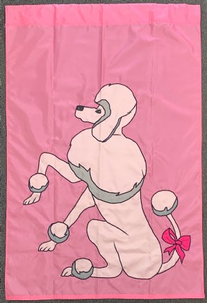 Dog Banners – Poodle – Wearing a Pink Ribbon