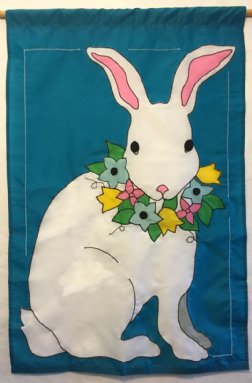 Easter - Bunny with Wreath on Blue