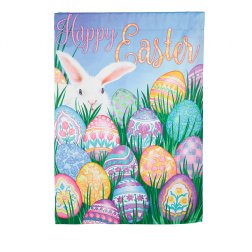 Happy Easter Multi Eggs Suede House Flag