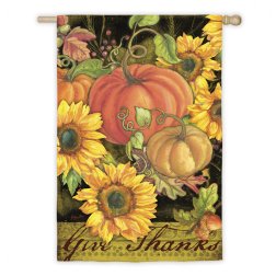 Fall - Pumpkins and Sunflowers House Flag