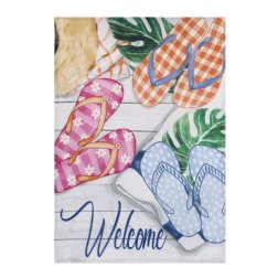 Summer - Flip Flop House Burlap Flag - Printed