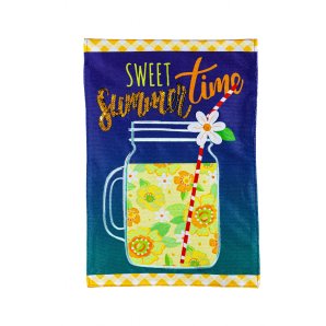 Summer - Sweet Summertime Mason Jar Garden Burlap Flag