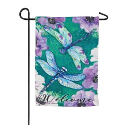 Insects - Vintage Summer - Printed - Dragonfly Duo Garden Textured Suede Flag