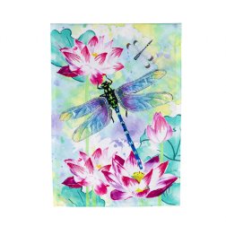 Insects - Dragonfly with Lotus Garden Linen Flag