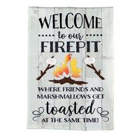Friends and Marshmallows Get Toasted Garden Burlap Flag