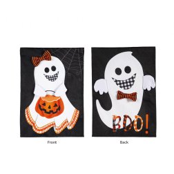 Girl and Boy Ghost Reversible Garden Burlap Flag