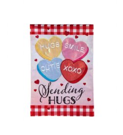 Sending Hugs Garden Burlap Flag