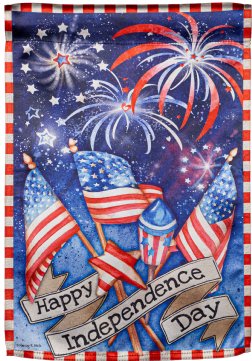 Independence Day Fireworks Garden Lustre Flag