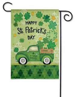 St. Patrick's Day Truck Garden Suede Flag