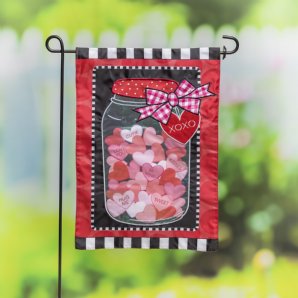 Mason Jar of Hearts Garden Flag