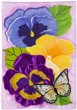Spring - Pansy & Butterfly Garden Flag
