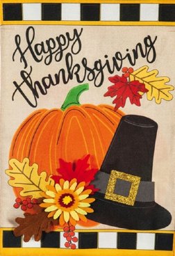 Fall - Happy Thanksgiving 3-D House Flag
