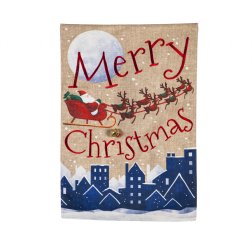Christmas - Santa's Sleigh Merry Christmas Garden Burlap Flag