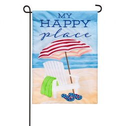 Summer - My Happy Place Beach Chair Garden Linen Flag
