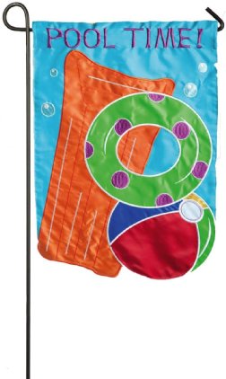 Summer - Garden Applique Pool Time Flag - Garden Flag