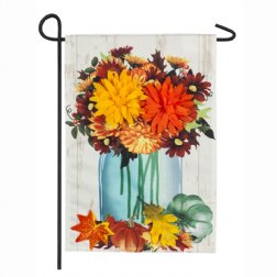 Flowers - Fall Mums Floral Mason Jar - 3-D Linen Garden 