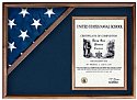 Corner Casket Flag Case w/Doc Frame - Walnut