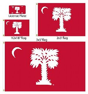 3'x5' South Carolina Big Red Historical, Heading and Grommets