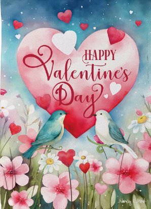 Valentine's - Lovebirds Suede House Flag