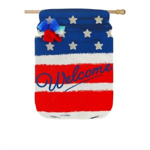 Patriotic - Mason Jar - Burlap House Banner