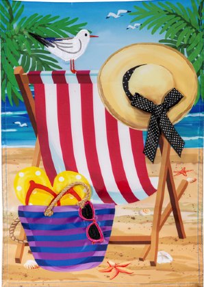 Summer - Beach Chair Applique Garden Flag