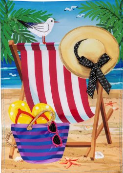 Summer - Beach Chair Applique Garden Flag
