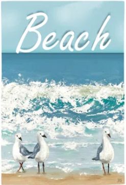 Summer - Seagulls on the Beach Suede House Flag