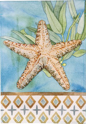 Summer - Coastal Starfish Burlap House Flag