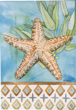 Summer - Coastal Starfish Burlap House Flag