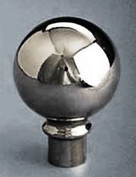 Orn-Silver Ball 4.25"x 3"Metal w/Ferrule